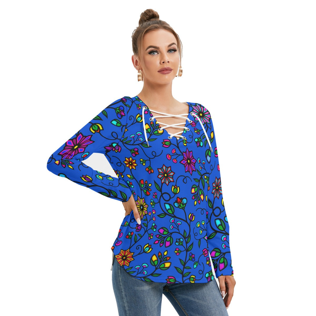 Prairie Paintbrush Blue SQ Tie Sweatshirt