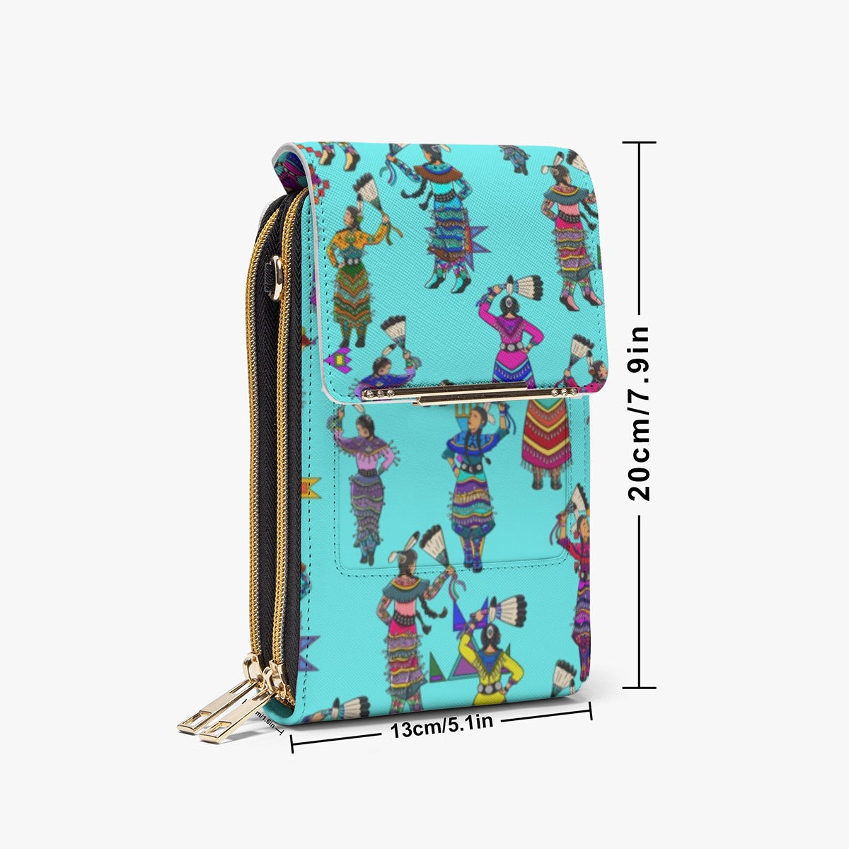 Women's Jingle Dancers Turquoise Mobile Phone Chest Bag