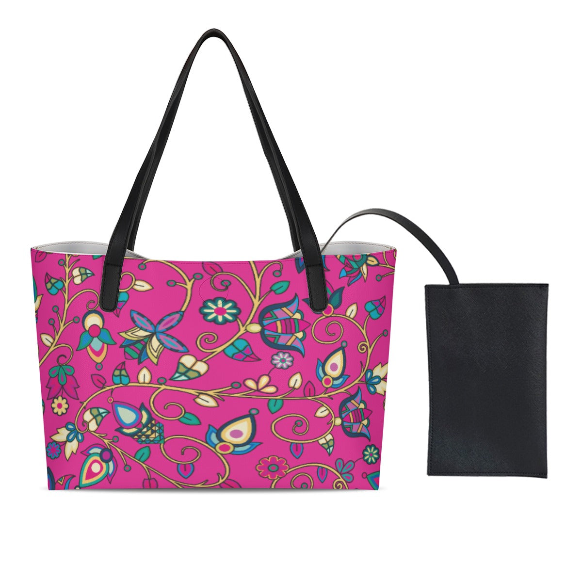 Thorny Path Pink Shopping Tote Bag With Black Mini Purse