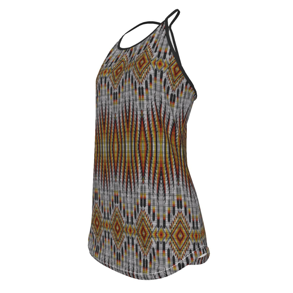 Fire Feather White Criss-Cross Open Back Tank Top