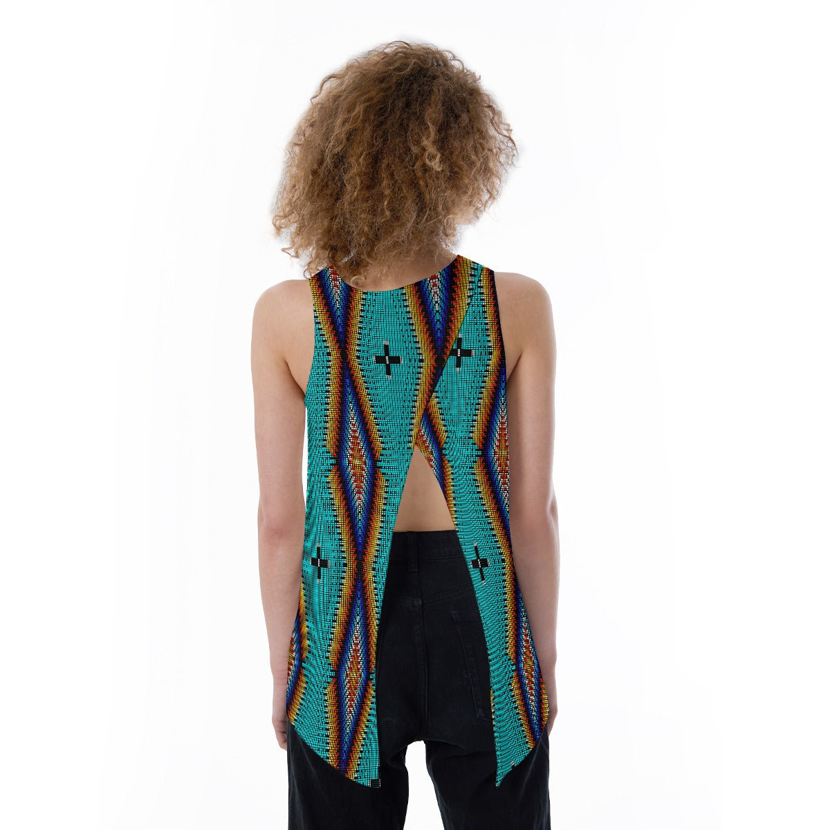 Diamond in the Bluff Turquoise Split Back Tank Top