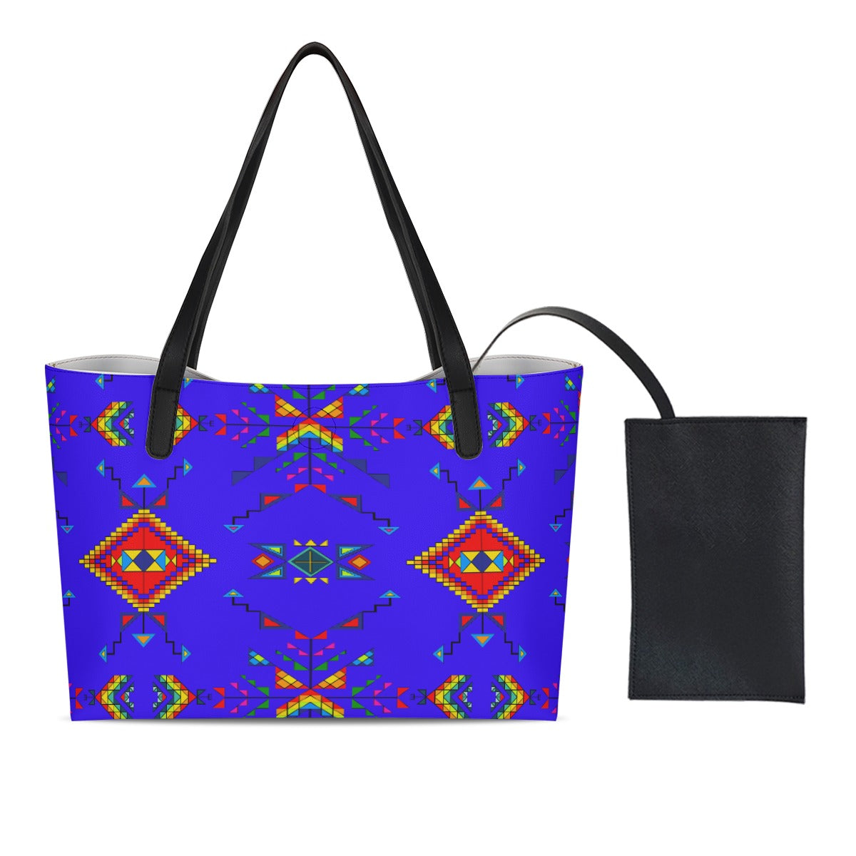 Buffalo Jump Blue Shopping Tote Bag With Black Mini Purse