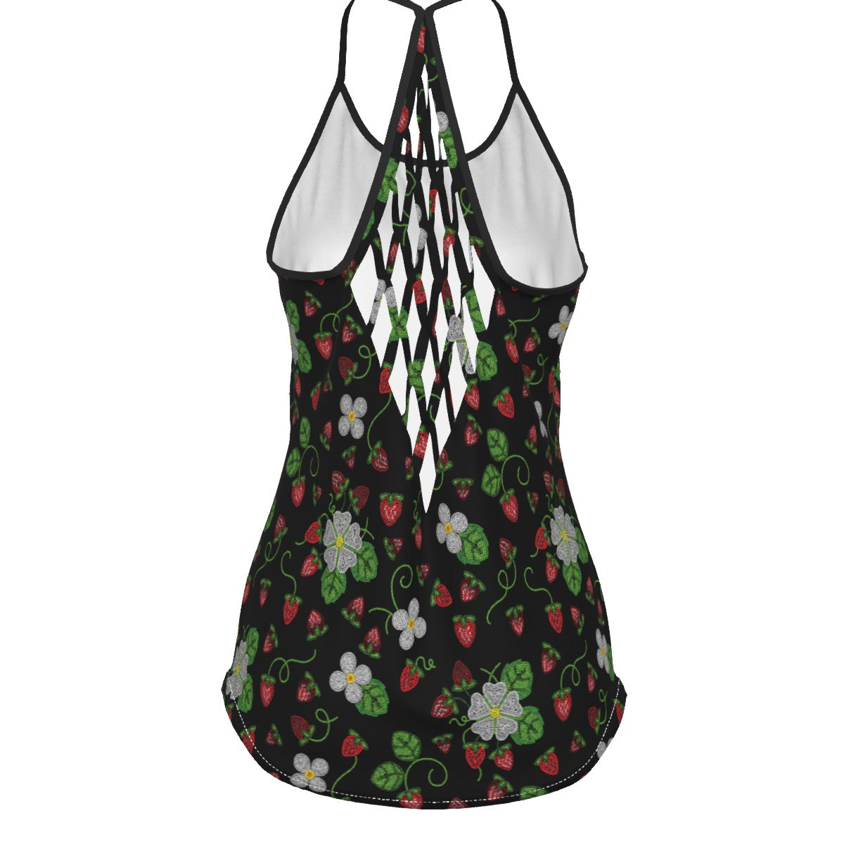 Strawberry Dreams Midnight Criss-Cross Open Back Tank Top