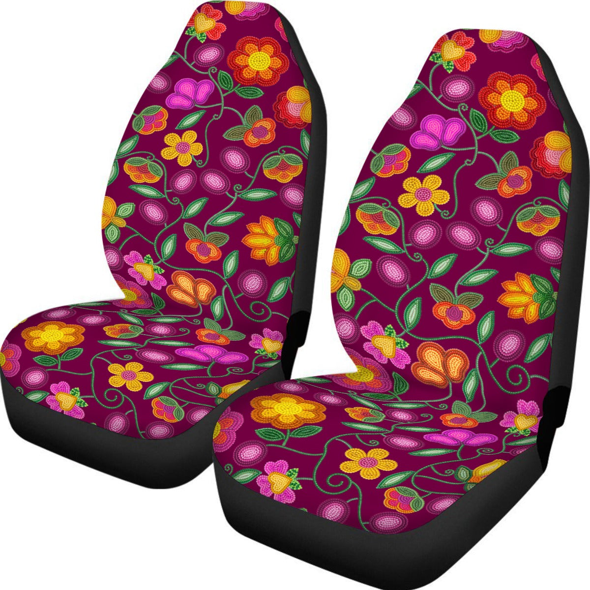 Boreal Bounty Dark Magenta Universal Car Seat Cover With Thickened Back