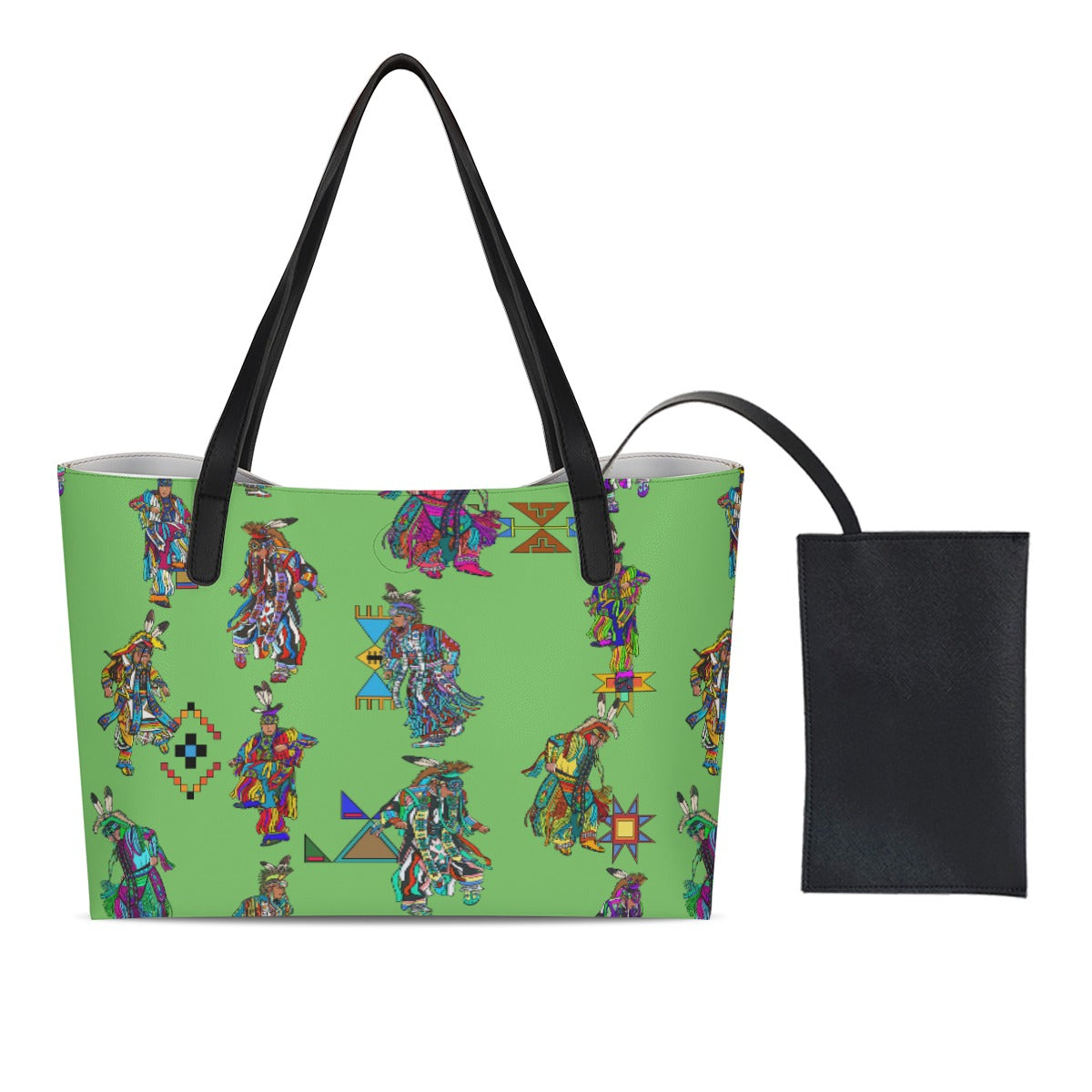 Men's Grass Dancers Grass Shopping Tote Bag With Black Mini Purse