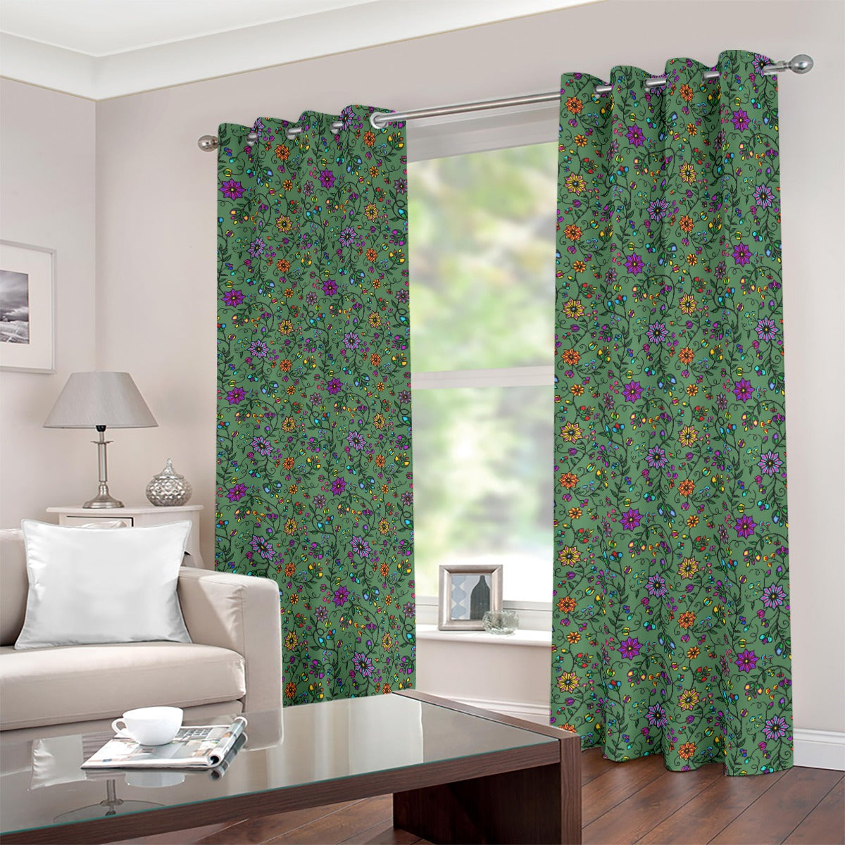 Prairie Paintbrush Sage Blackout Grommet Curtains