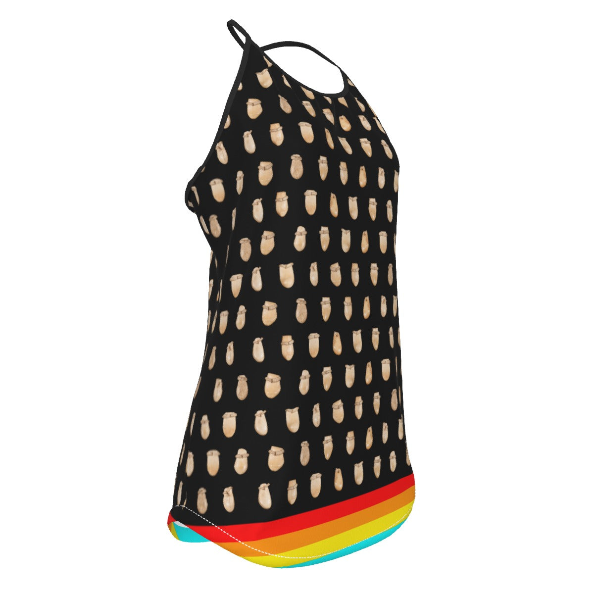Elk Teeth on Black Criss-Cross Open Back Tank Top
