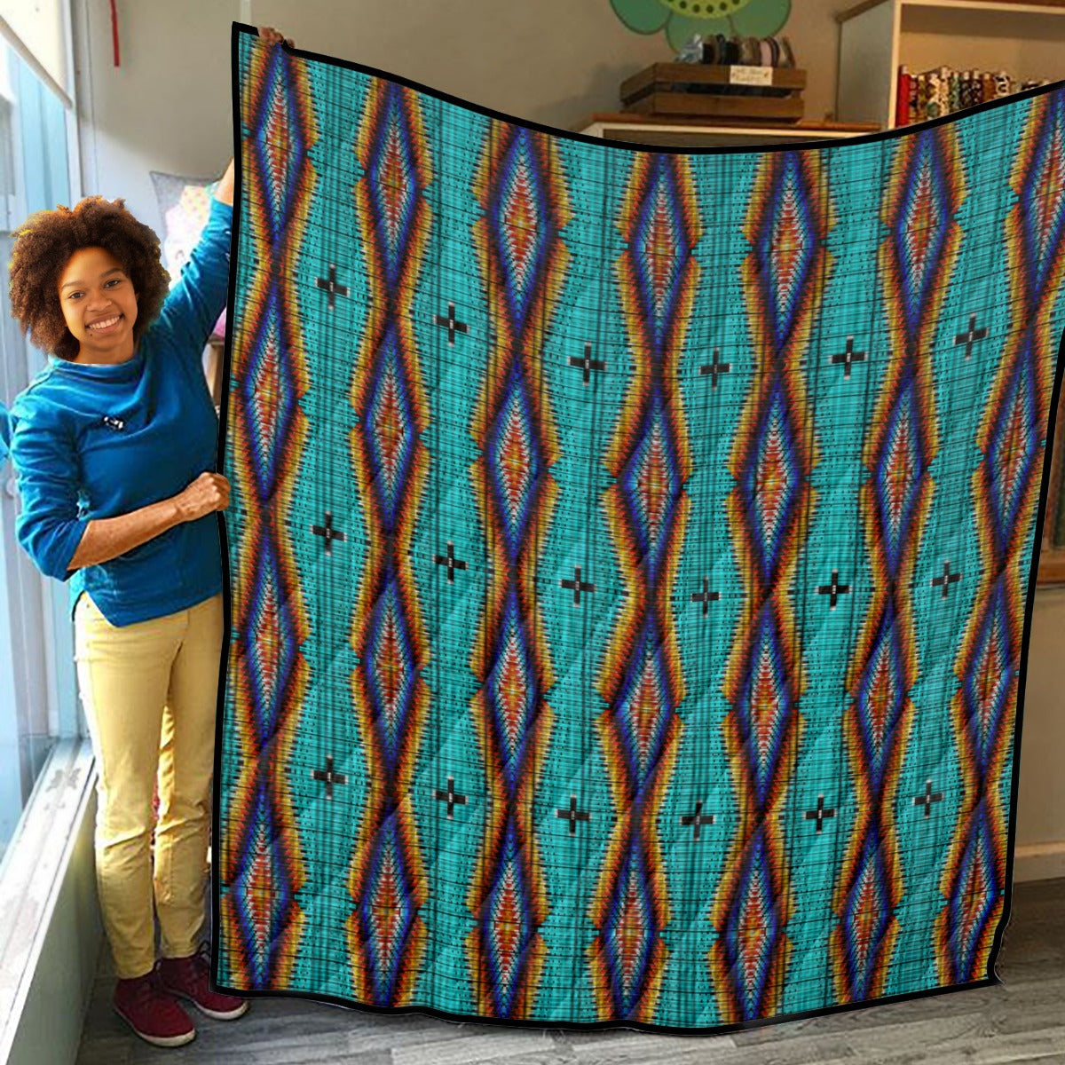 Diamond in the Bluff Turquoise Lightweight Quilt