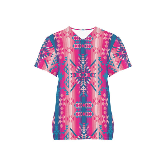 Desert Geo Blue Scrub Top