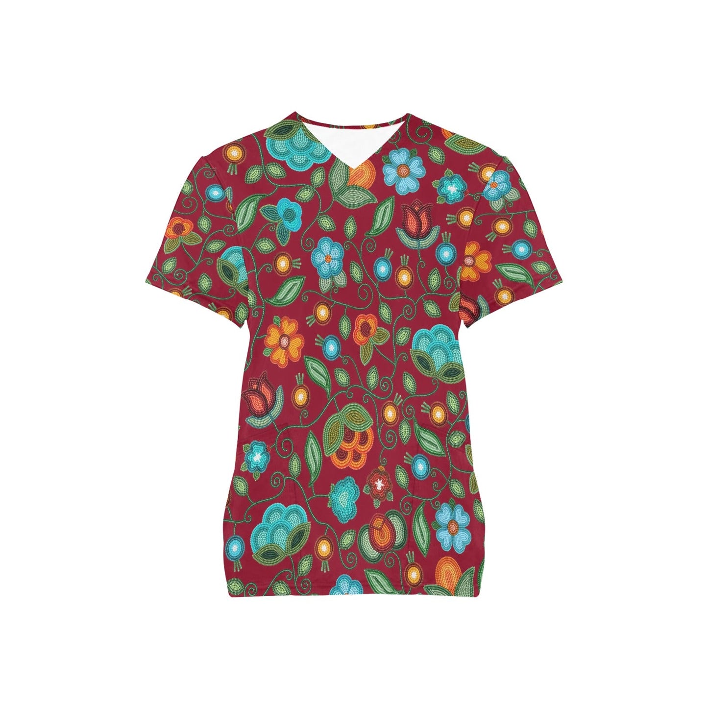 Prairie Fire Petals Red Scrub Top