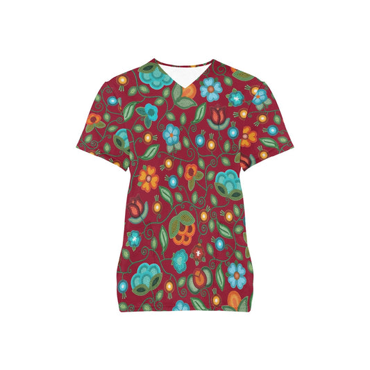 Prairie Fire Petals Red Scrub Top