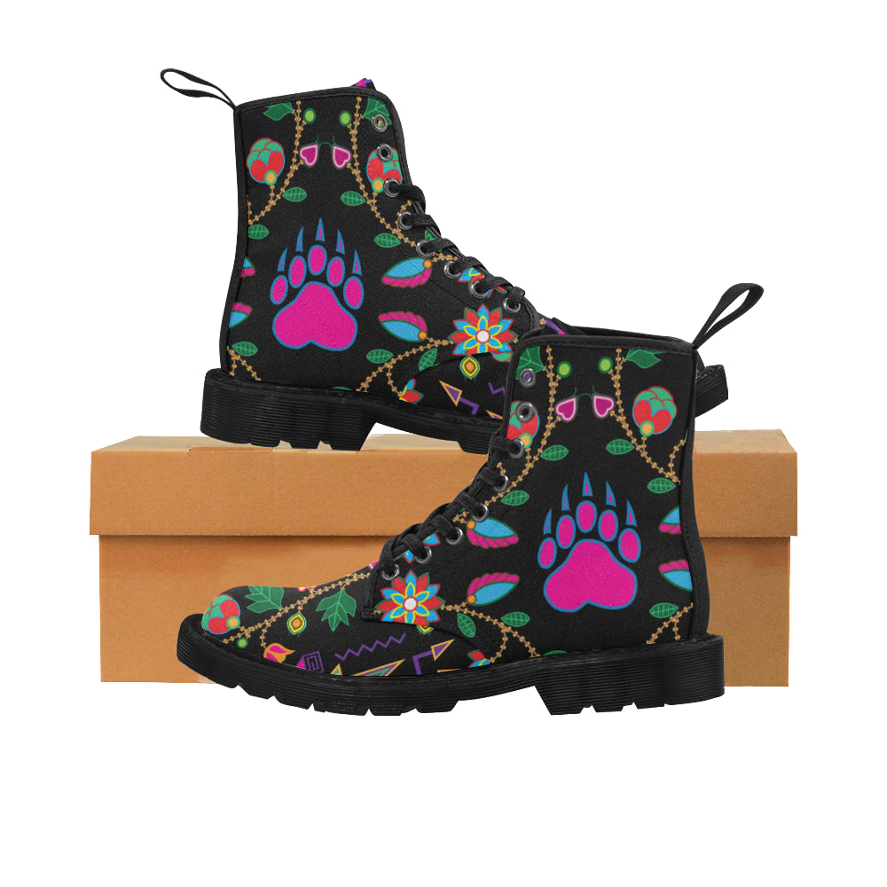 Geometric Floral Fall-Black Boots