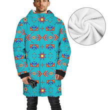 Load image into Gallery viewer, Scattered Generations Turquoise Unisex Sherpa Lined Hooded Coat
