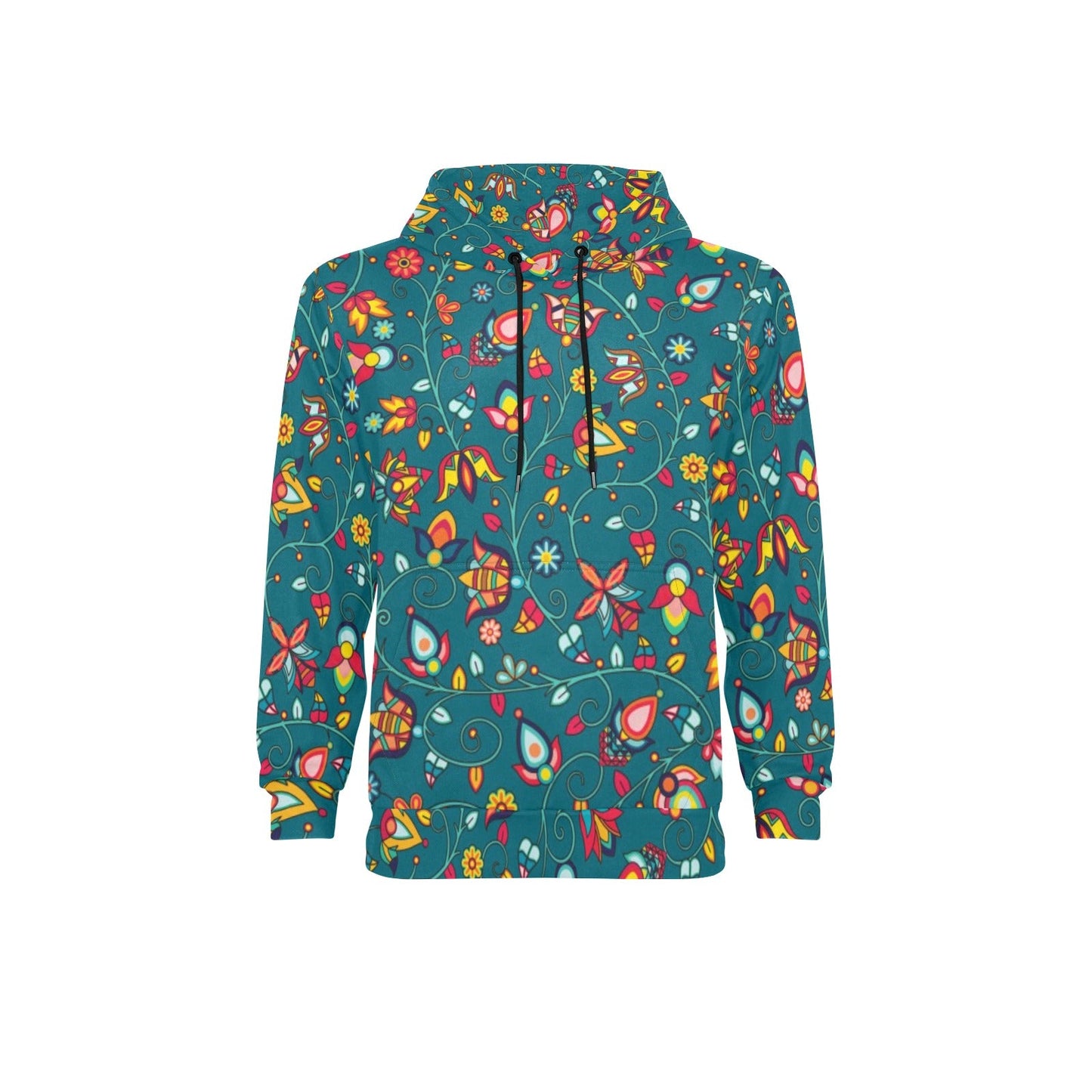 Thorny Path Teal Men's Long Sleeve Fleece Hoodie