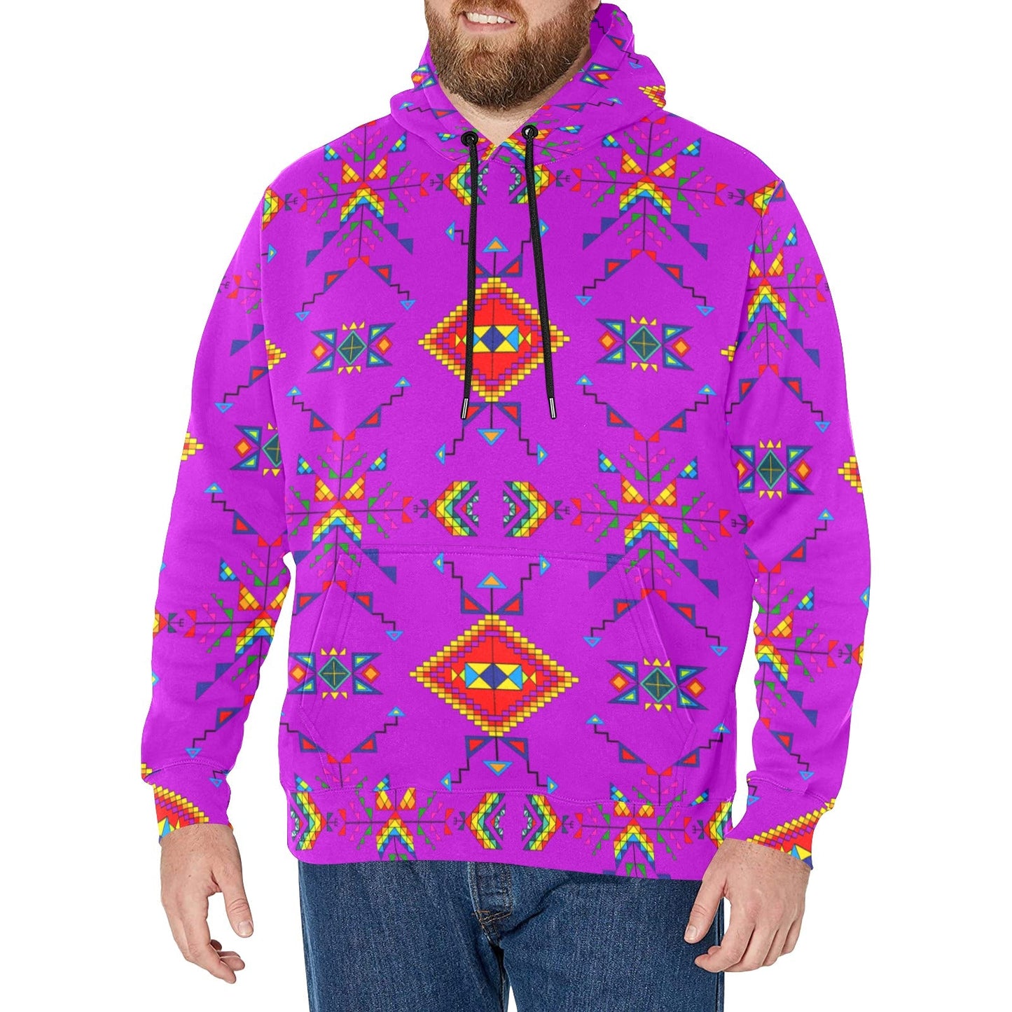 Buffalo Jump Purple Men's Long Sleeve Fleece Hoodie