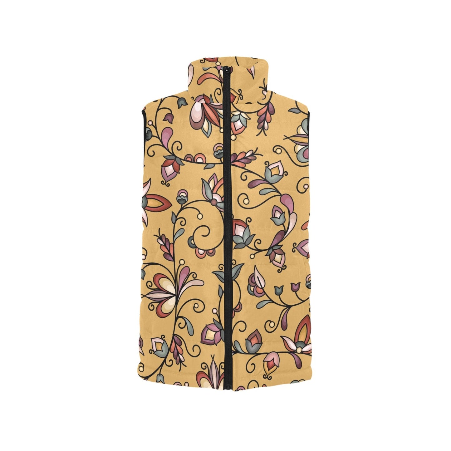 Burnt Sky Petals Gold Women's Padded Vest Jacket