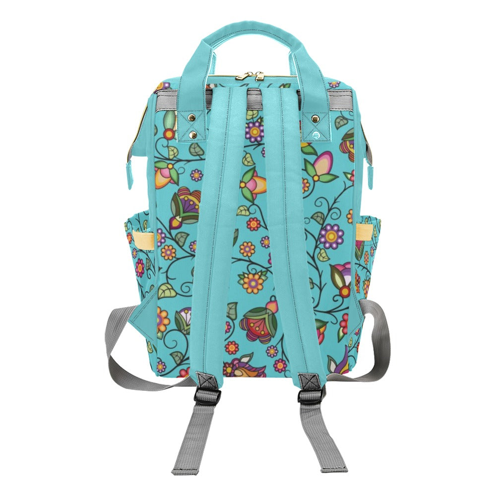 Heartbeat Petals Turquoise Multi-Function Diaper Backpack