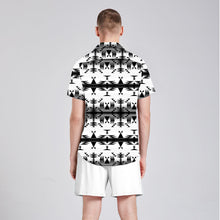 Load image into Gallery viewer, Between the Mountains White and Black Button Up Silk Shirt
