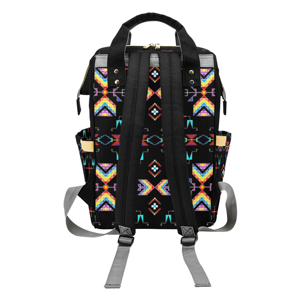 Rainy Chief Rainbow Black Multi-Function Diaper Backpack