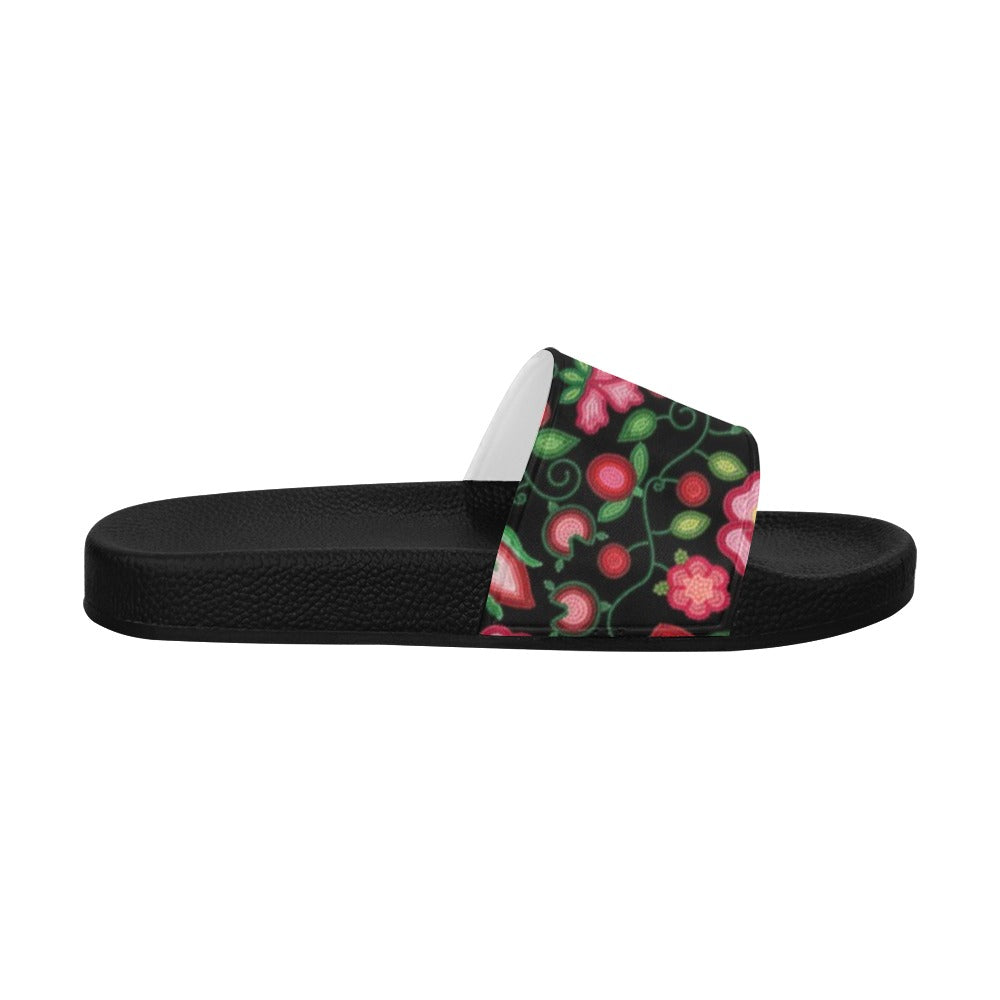 Rose Reverie Black Slide Sandals