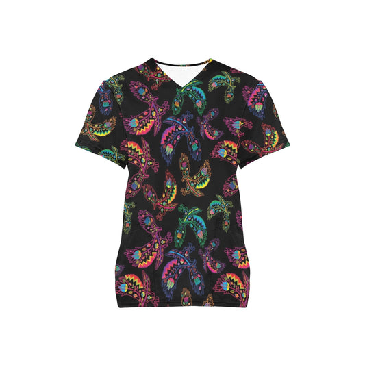 Neon Floral Eagles Scrub Top