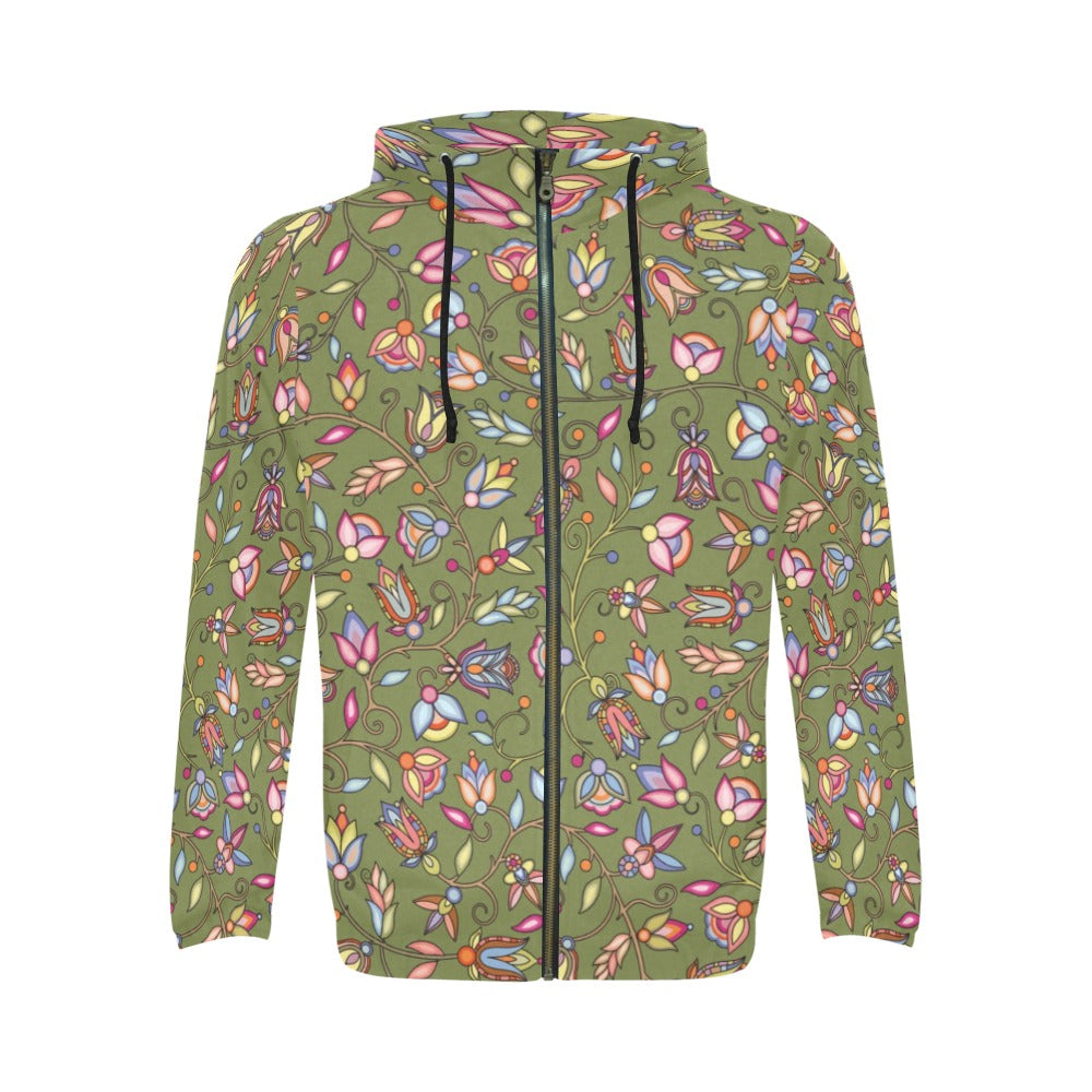 Buffalo Bloom Sage Men's Zipper Hoodie