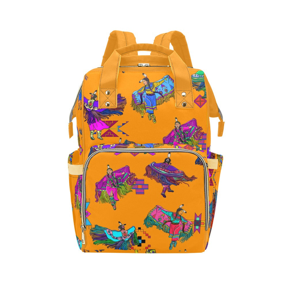 Women's Fancy Dancers Orange Multi-Function Diaper Backpack