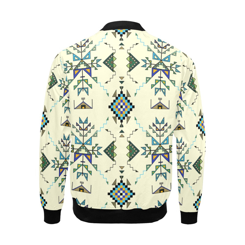 Bear Shield Cream Bomber Jacket for Men