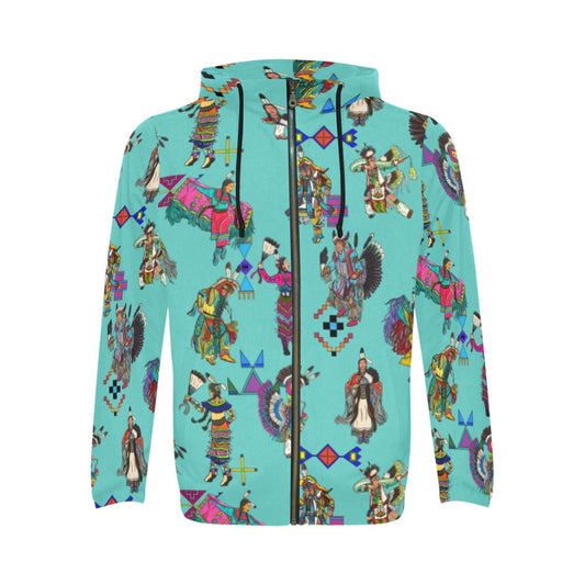 Grand Entry Dancers Eggshell Blue Zip Hoodie