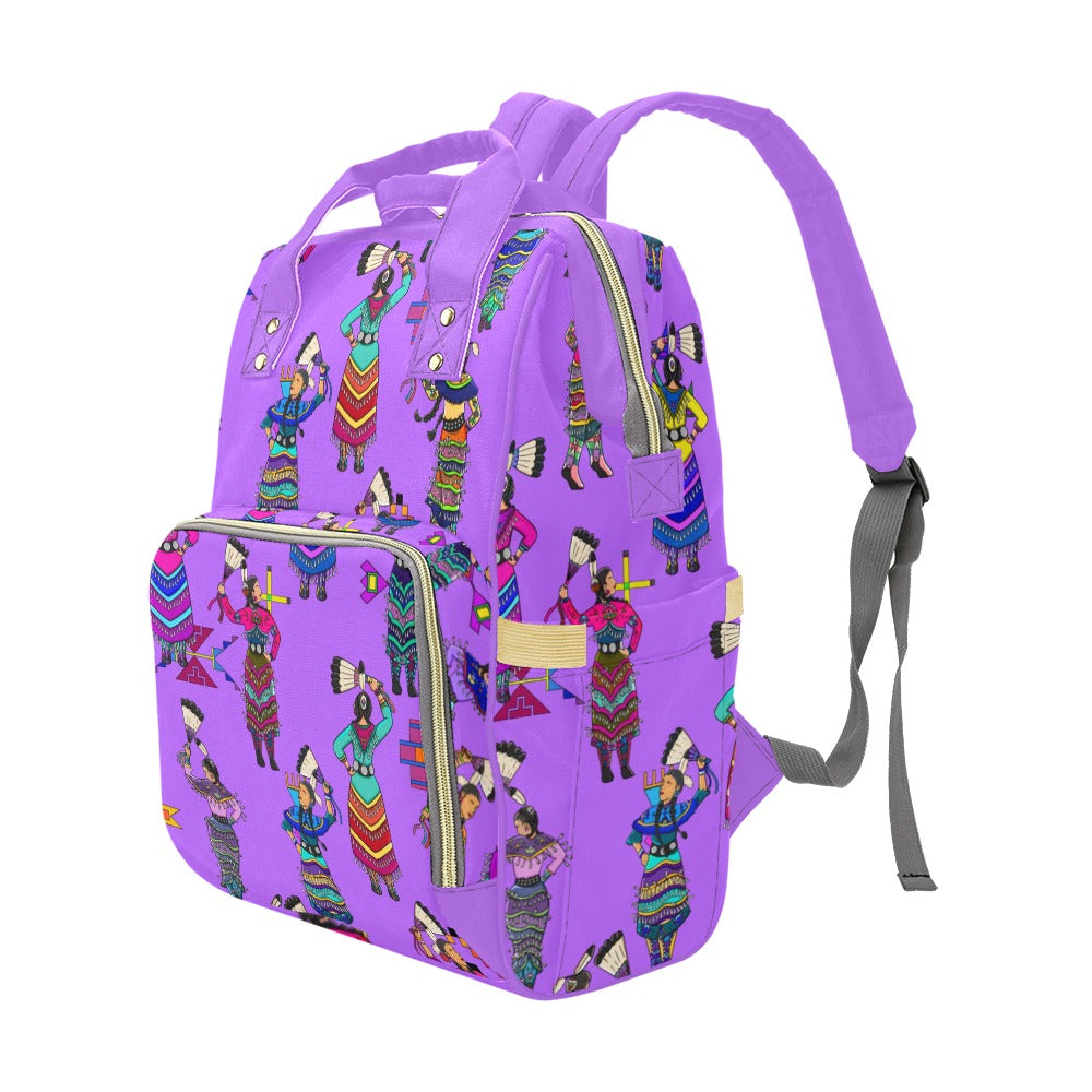 Women's Jingle Dancers Purple Multi-Function Diaper Backpack