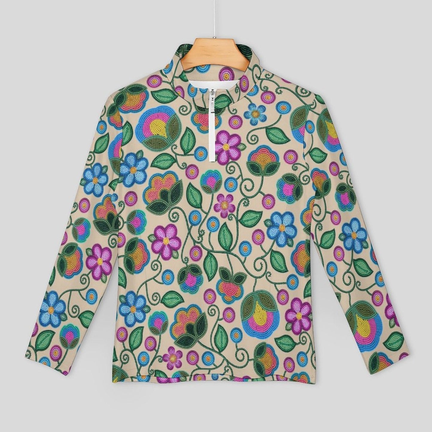 Turquoise Sunbeam Cream Long Sleeve Yoga Shirt