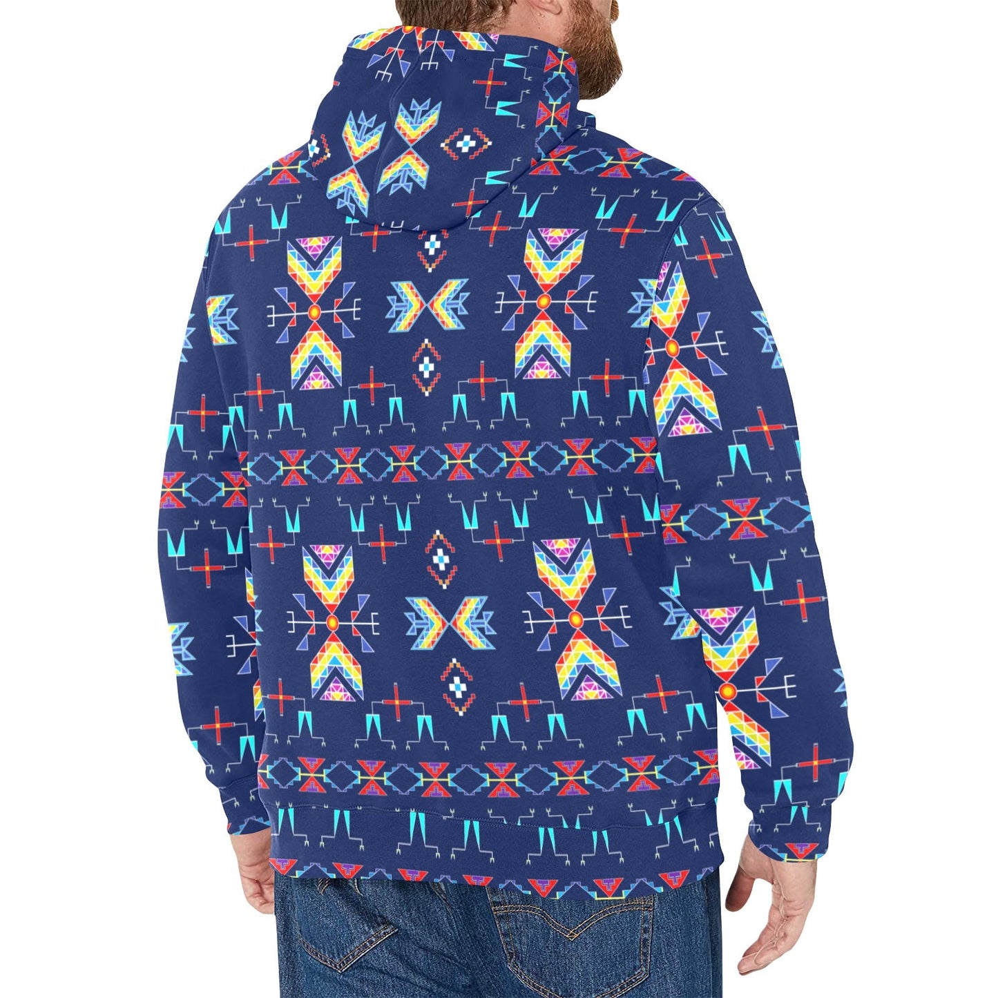 Rainy Chief Rainbow Night Lake Men's Long Sleeve Fleece Hoodie