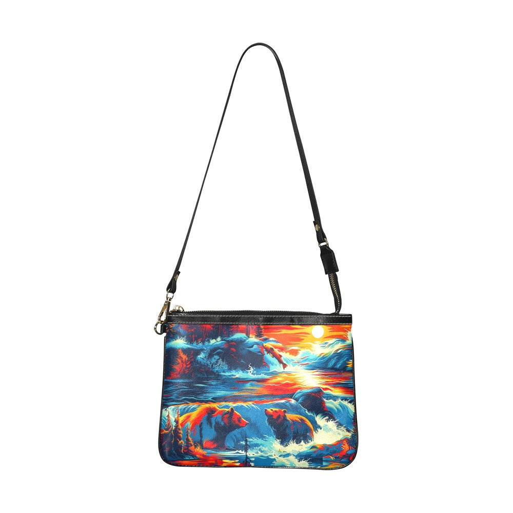 Fishing Bears 2 Small Shoulder Bag