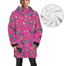 Load image into Gallery viewer, Thorny Path Pink Unisex Sherpa Lined Hooded Coat
