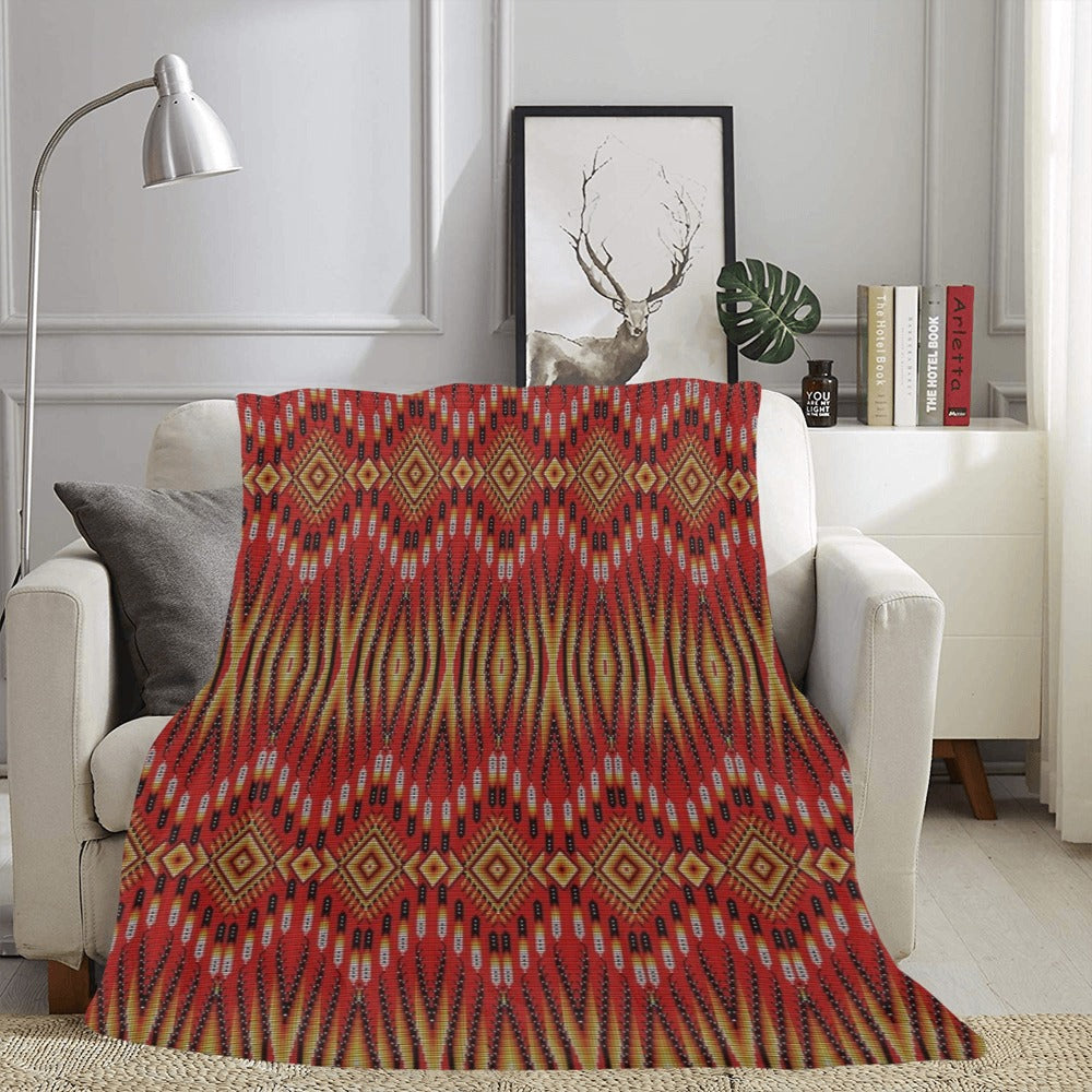 Fire Feather Red X-Large Micro Fleece Blanket