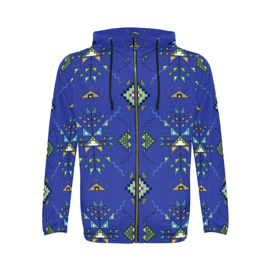 Bear Shield Dark Blue Zip Hoodie