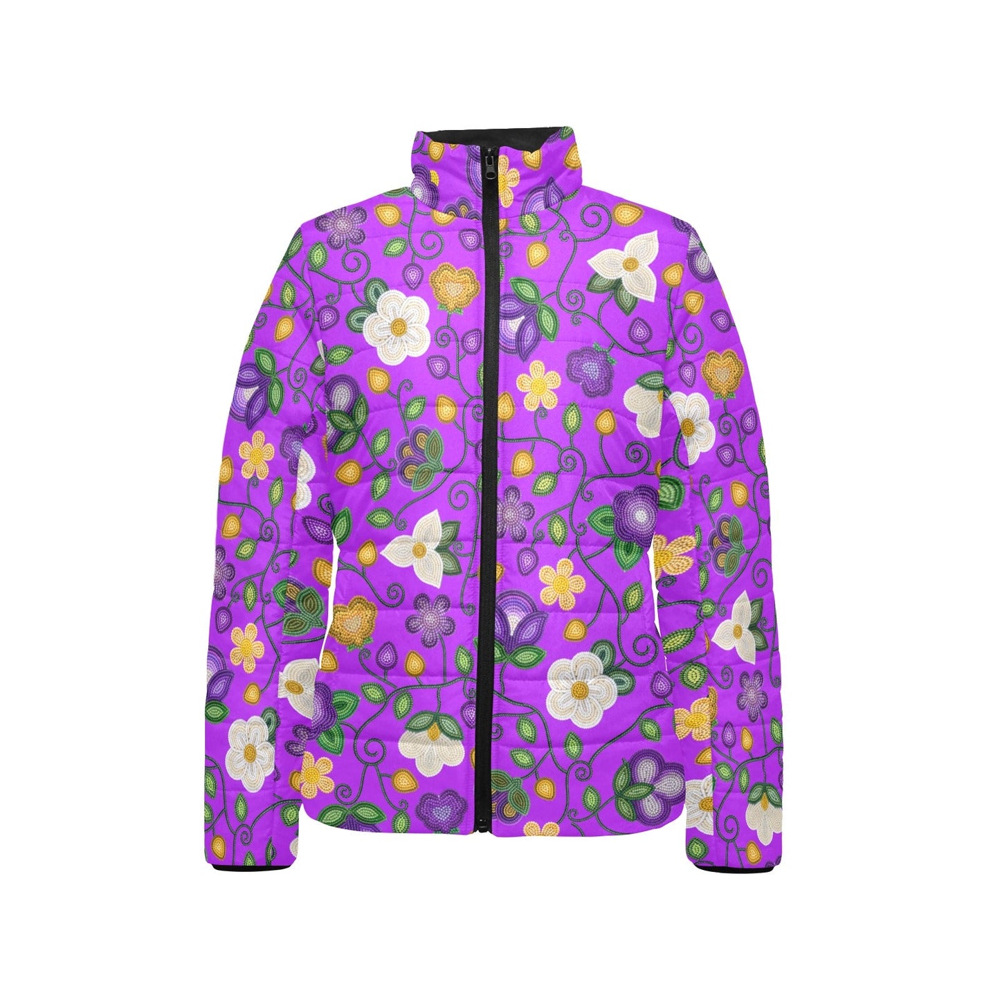 Midnight Moss Bloom Purple Stand Collar Jacket