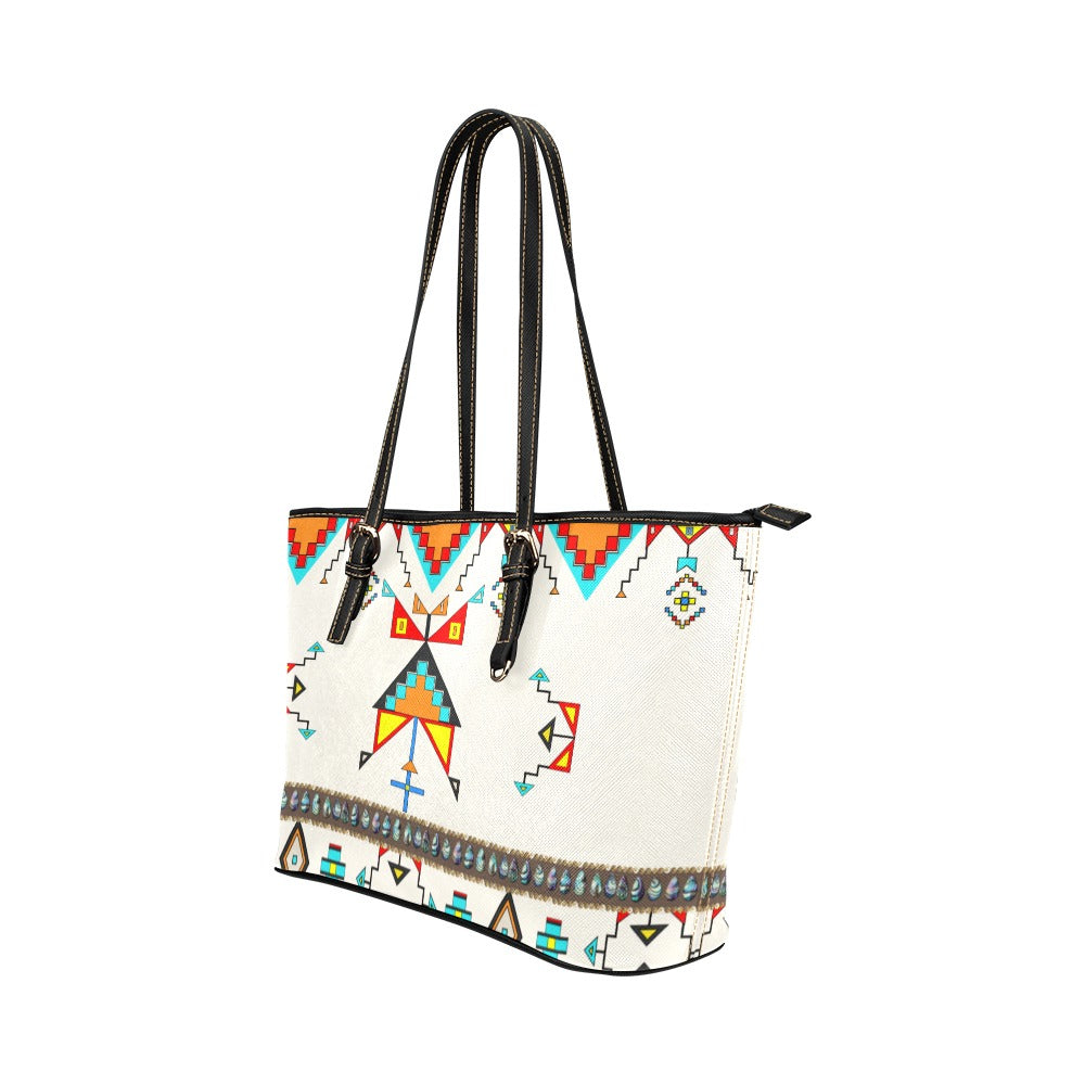 Sentinel of the Plains White Leather Tote