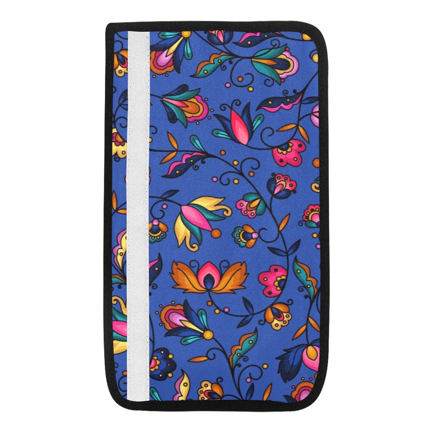 Copper Prairie Petals Blue Seat Belt Cover