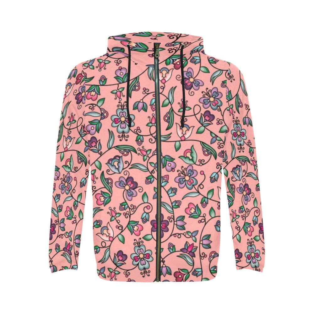 Amber Evening Garland Peach Zip Hoodie