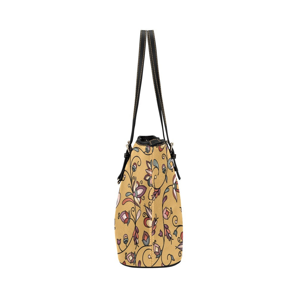 Burnt Sky Petals Gold Leather Tote