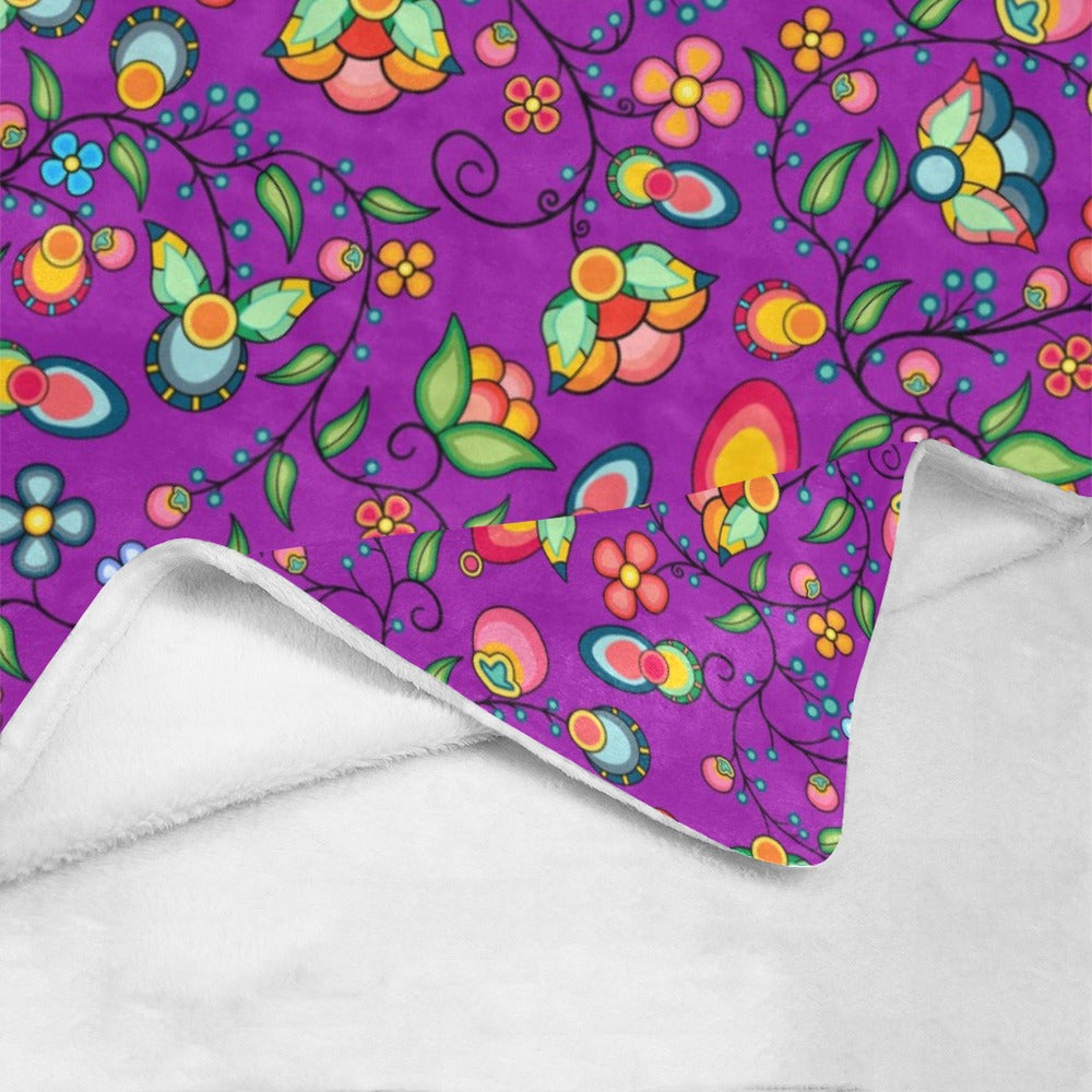 Floral Bounty Purple X-Large Micro Fleece Blanket