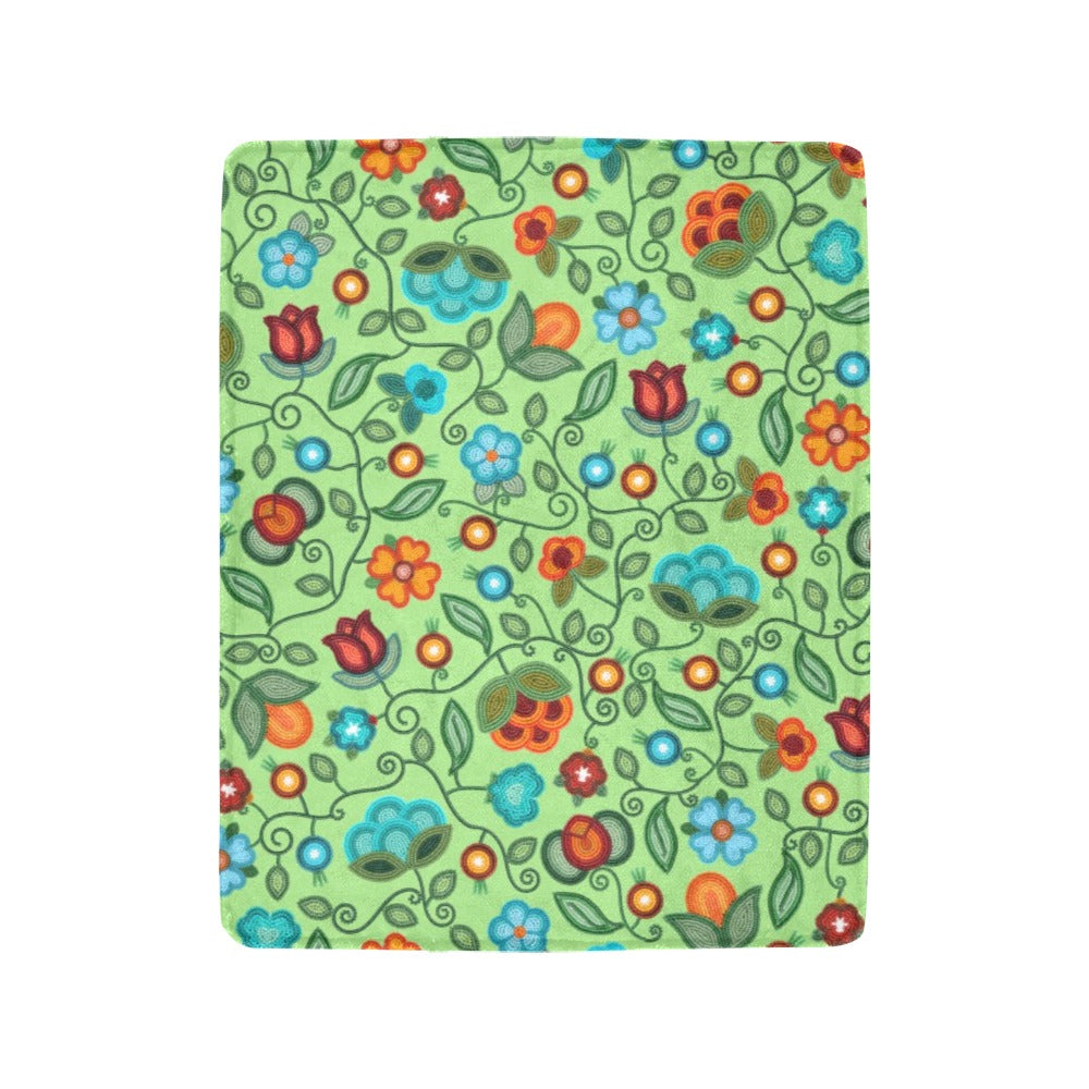 Prairie Fire Petals Sage Small Micro Fleece Blanket