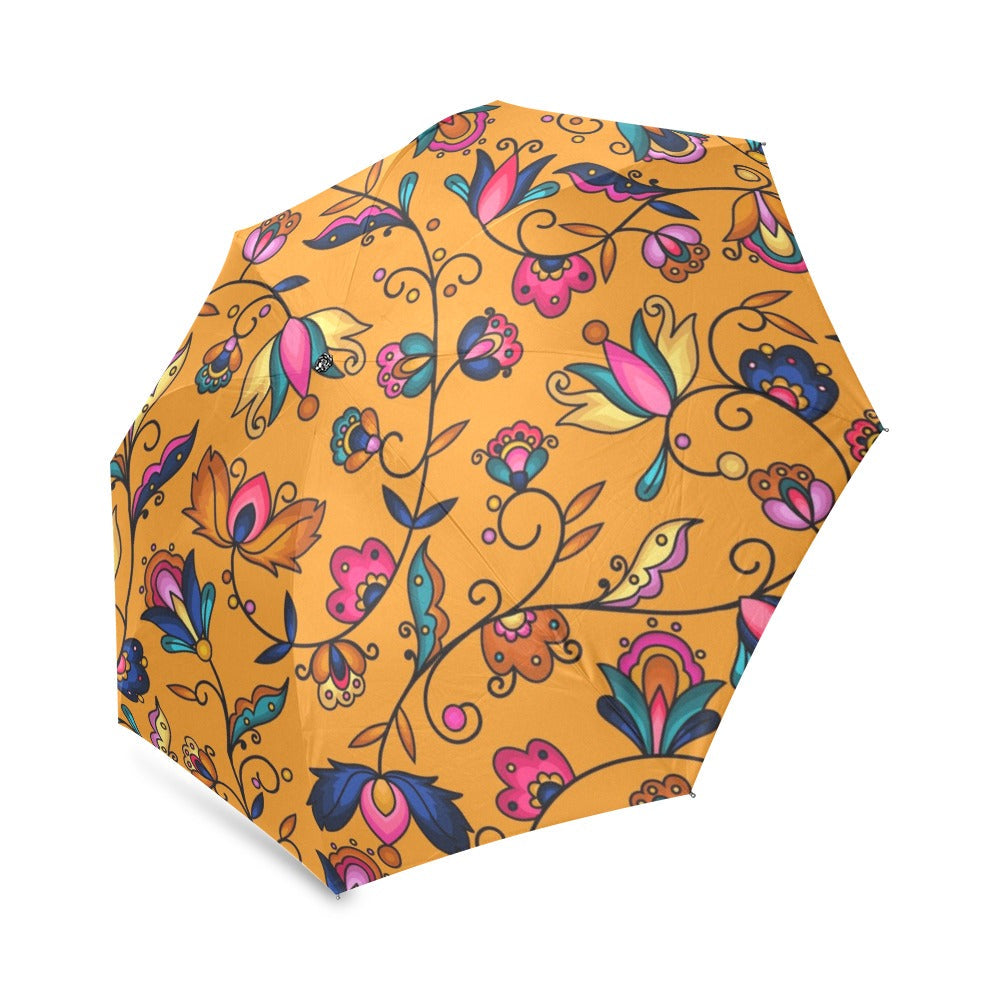 Copper Prairie Petals Orange Foldable Umbrella