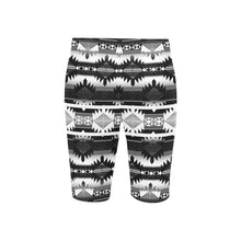 Load image into Gallery viewer, Okotoks Black and White Men&#39;s Knee Length Swimming Trunks
