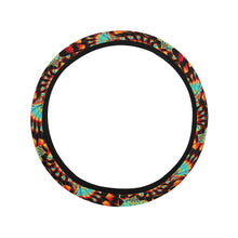 Load image into Gallery viewer, Hawk Feathers Fire and Turquoise Steering Wheel Cover with Elastic Edge
