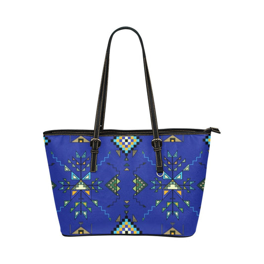 Bear Shield Dark Blue Leather Tote