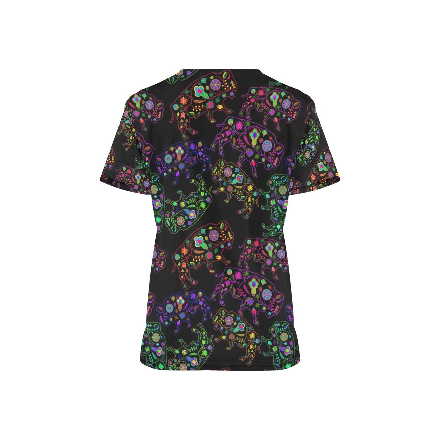 Neon Floral Buffalo Scrub Top