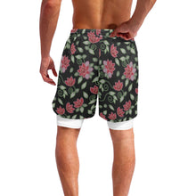 Load image into Gallery viewer, Red Beaded Rose Men&#39;s Sports Shorts with Compression Liner
