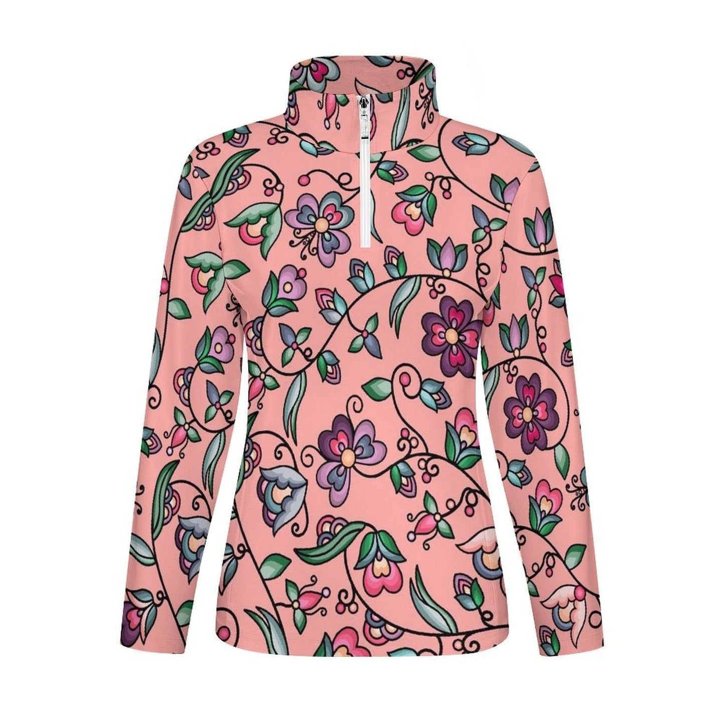 Amber Evening Garland Peach Long Sleeve Yoga Shirt